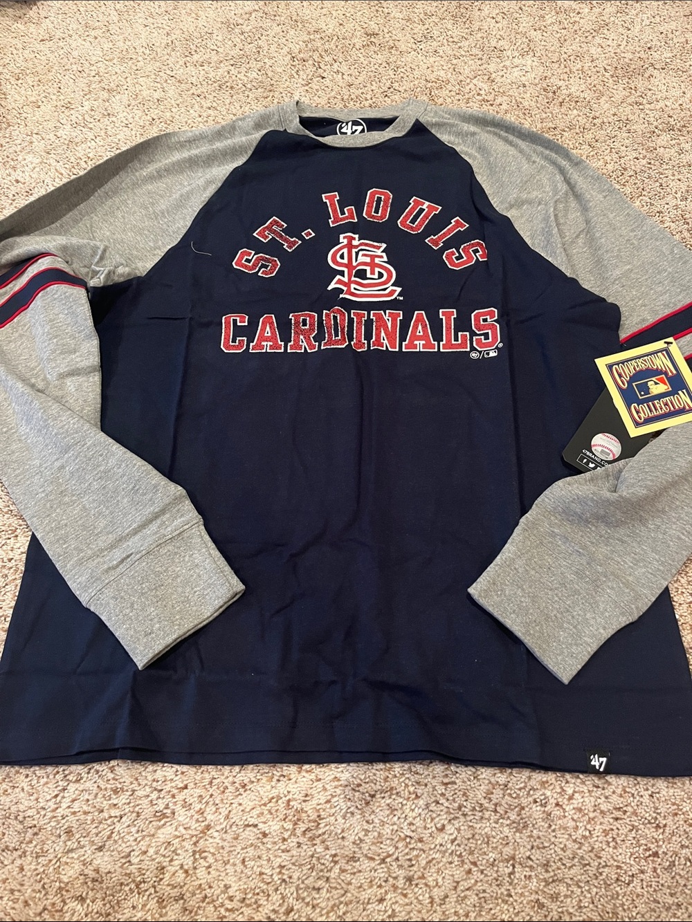 47 St. Louis Cardinals Navy and Gray Long Sleeve Raglan Tee